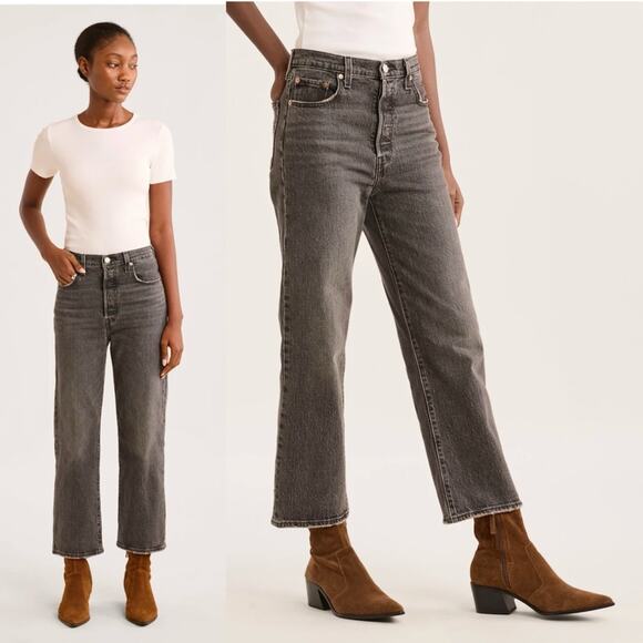 Levi's Ribecage Straigth Ankle jeans in well worn grey size 28 casual - Picture 1 of 10